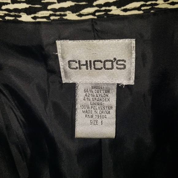 Chico's Black & Gold Animal Floral Print Blazer Size 1 Medium - Picture 7 of 9